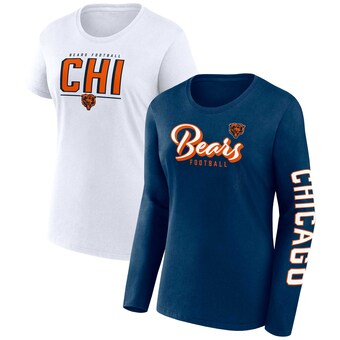 Women's Chicago Bears Fanatics Navy/White Two-Pack Combo Cheerleader T-Shirt Set